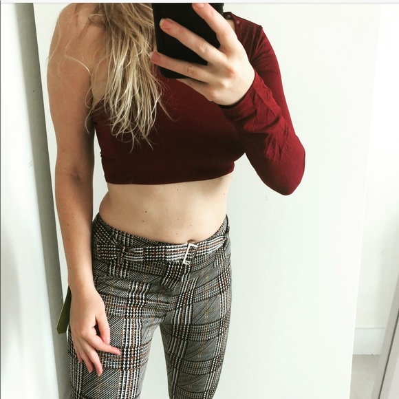 NWT belted high waisted plaid skinny pants - Picture 6 of 8